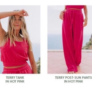 Daily drills SET  Terry crop sleeveless, with pants hot pink size M/L
